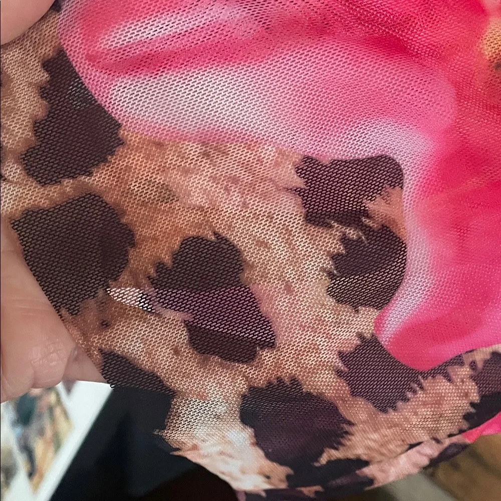 Leopard Print Kimono with Pink Floral Accents